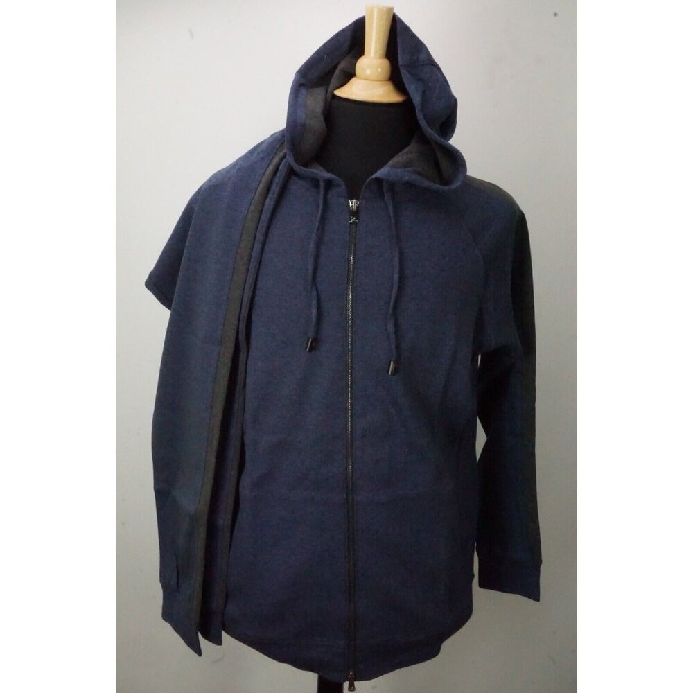 Isaia Napoli Blue Gray Cotton Blend 2 Pc Tracksuit Jacket Pants Sz L BRAND NEW